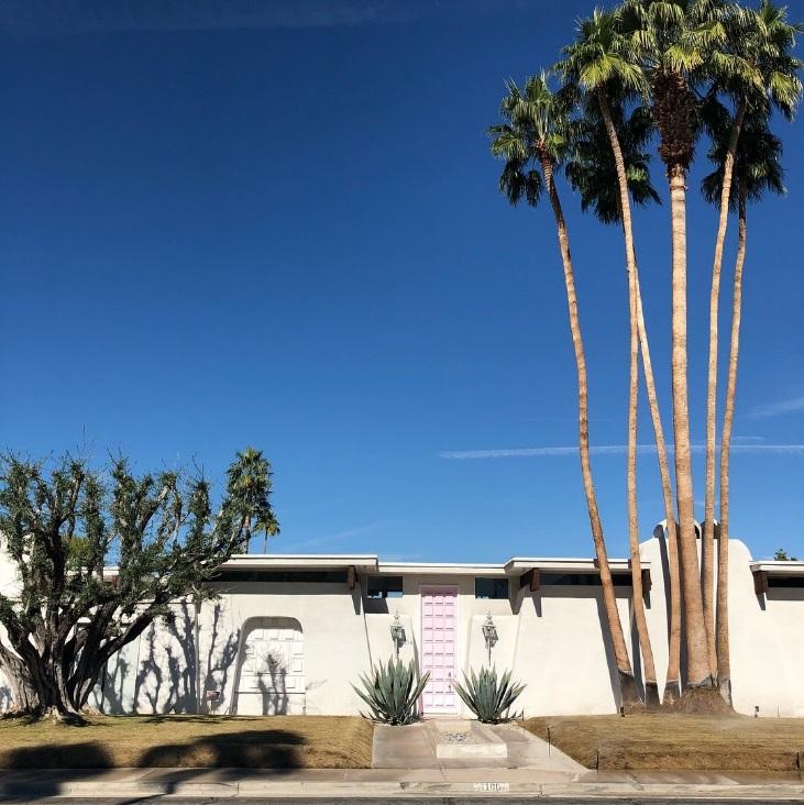 Pink door, Instagram spot at Palm Springs, California, USA